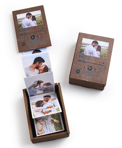 Personalisiertes Holz Fotobuch mit Ziehharmonika Foto für Paare, Ausziehbares Fotoalbum, Personalisiertes Geschenk zum Geburtstag, Hochzeits oder Jubiläums Erinnerungsbox, Fotobox Geschenk