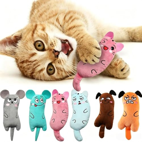 FARDEER Catnip Toys,6 Pack Bite Resistant Catnip Toy for Cats,Cat Chew Toy for Teeth Cleaning, Scratch Chewing Teeth Grinding Catnip Pillow
