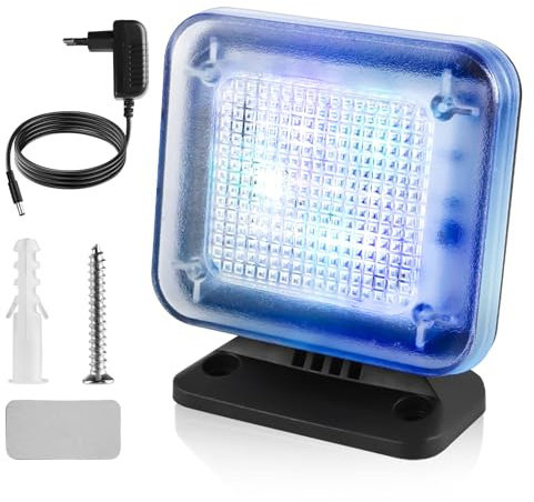 TV Simulator: Dummy TV Fernsehsimulator mit 12 LEDs und 3 wählbaren Programmen, Fernseh-Atrappe mit Zeitschaltuhr Komplett mit Netzadapter für Einbruchschutz, Einbruchschutz Home Security