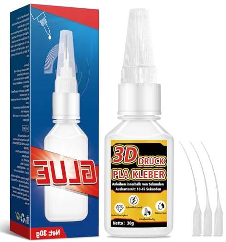 3D Druck Kleber & Sekundenkleber, Pla Kleber für pla kleber 3d druck | transparentes 3D Druck Kleber für ABS, PLA, PETG, TPU, Anti-Verstopfungskappe gegen Austrocknen, hitzebeständiger Halt