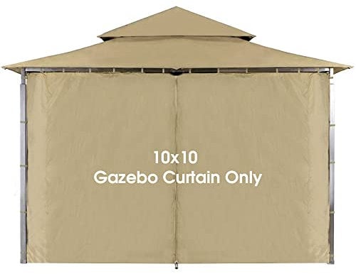 ABCCANOPY Pavillon-Ersatz-Sichtschutzvorhang, 3 x 3 m, Pavillon-Seitenwand, universeller Sichtschutz mit Reißverschluss (Beige, nur 1 Paneel)