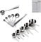 Yizish Tasses à mesurer en acier inoxydable et cuillères avec règle de mesure, Scoop avec Clip, tableau de conversion de cuisine Set de 12 pour les ingrédients secs et liquides