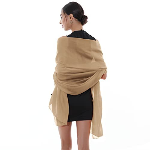 RIIQIICHY Stola Damen Festlich Fur Abendkleid Schultertuch Sommer Chiffon Braun Schals Tücher Pashmina Stola Hochzeit