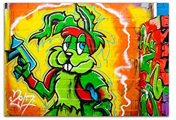 Foto Grußkarte Graffiti böser Hase mit Pistole - Klappkarte mit Umschlag - Format C6