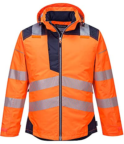 Portwest PW3 T400ONRM Warnschutz-Winterjacke, hochsichtbar, Orange/Dunkelmarineblau, Größe M