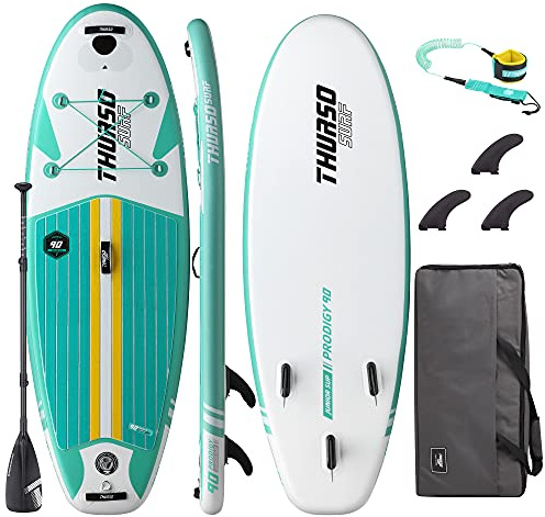Thurso Surf Prodigy Junior Planche de paddle gonflable pour enfant 228 x 76 x 10 cm Deux couches Comprend une palette réglable en carbone/3 ailerons/laisse/pompe/sac de voyage (2019 Rose)