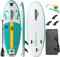 THURSO SURF Wunderkind Junior Kinder aufblasbares Stand Up Paddling Board SUP 228x76x10 cm ZWEISCHICHTIG Inclusive Paddel mit KARBON-Schaft/3 Flossen mit Schnellverschluss/Leine/Seesack (Emerald)