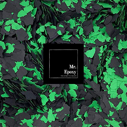 Mr. Epoxy Farbchips für Bodenbeschichtung (2 kg, Mix Grün/Schwarz) - Epoxidharz Deko Chips - Terrazzo Flakes (Farb Chips) für Garagenböden, Keller & Werkstatt