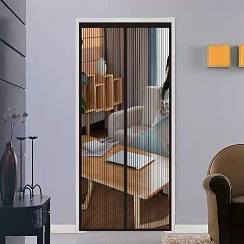 Cortina Mosquitera Magnética 170x210cm Cierre Automático Adsorción magnética Mosquitera Imanes Magnetica Totalmente Magnética para Puertas De Madera, Puertas De Hierro, Negro