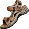 GILKUO Sandales Homme Cuir Été Confortable Randonnée Marche Scratchs Bout Ouvert Sandales de Sport Taille 45 Marron