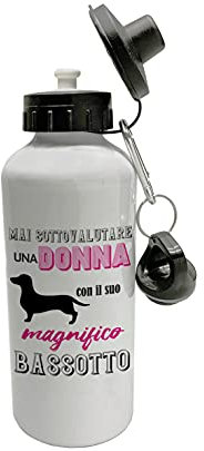 Bulabadoo Borraccia Bassotto Borraccia Donna Bassotto Mai sottovalutare Una Donna con il suo Magnifico Bassotto Borraccia Cane Divertente Regalo Amante Cani