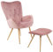 ALBATROS Ohrensessel mit Hocker York Rosa - Vintage u Stilvoll, Samt-Bezug - Eleganter und SGS geprüfter Lesesessel oder Relaxsessel mit Hocker im Modernen Look