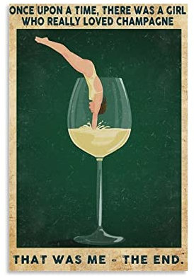 SMWY Vintage-Poster DYJOnce upon A Time There Was A Girl Loved Champagne, dekoratives Gemälde, Leinwand, Wandkunst, Wohnzimmer, Poster, Schlafzimmer, Gemälde, 50 x 75 cm