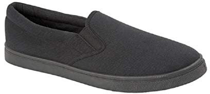 GladRags Mens Slip on Canvas Summer Shoes, Pumps, Trainers, All Black, Size 8