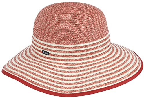 Lipodo Striped Brim Twotone Schlapphut - Strohhut mit breiter Krempe - Sommerlicher Sonnenschutz für Damen - Frühjahr/Sommer rot-meliert S (54-55 cm)