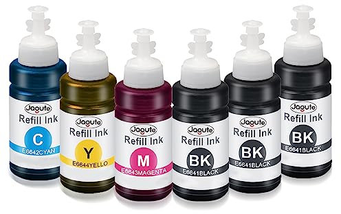 664 Ink Bottle Refills Replacement for Epson 664 T664 Ink Multipack for ET-2650 ET-2600 ET-2550 ET-2500 ET-4500 ET-4550 ET-3600 ET-14000 ET-15000 ET-16500 L100 L110 L350 L355 L555 (72ml*6 Pack)