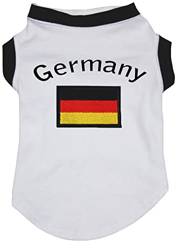 Petitebelle Deutschland & Flagge Welpen-Hunde-Shirt (weiß/schwarzer Saum, XXXL)
