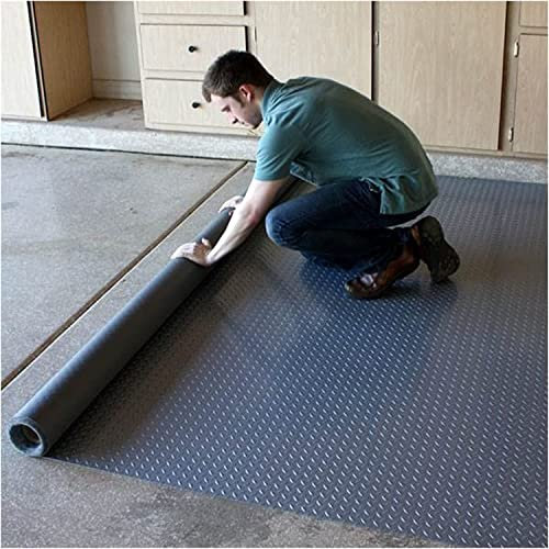 OKUOKA Tapis de Rouleau de Revêtement de Sol en Caoutchouc, 3mm d'Épaisseur, Tapis de Sol de Garage, Antidérapant, Noir