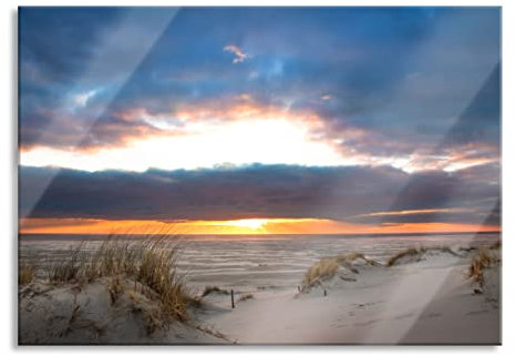 Pixxprint Glasbild, Wandbild aus Echtglas, Sanddüne an der Nordsee, 80x60 cm, inkl. Aufhängung und Abstandshalter