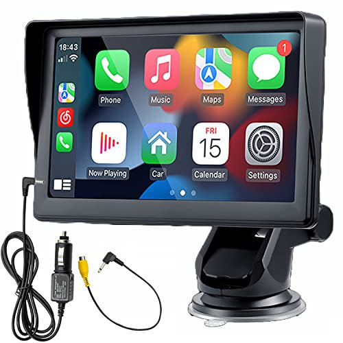 WEPARTICULAR Compatible for sans Fil Apple Carplay Android Auto 7 Pouces Portable stéréo de Voiture HD écran Tactile Moniteur autoradio avec Bluetooth Mirrorlink FM transmetteur AUX/USB/TF Carte Port