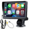 WEPARTICULAR Compatible for sans Fil Apple Carplay Android Auto 7 Pouces Portable stéréo de Voiture HD écran Tactile Moniteur autoradio avec Bluetooth Mirrorlink FM transmetteur AUX/USB/TF Carte Port