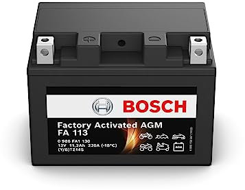Bosch FA113 - AGM-Motorradbatterie - 12V 220A 11,2Ah - Geeignet für Motorräder, Motorräder, Enduros, Roller, Quads, Jetskis - Kompatibel M6017, BTZ14S
