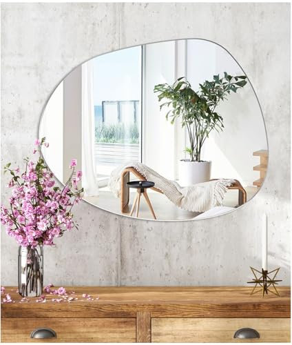 JMITHA Espejo Adhesivo Irregular Sin Marco Decorativo para Pared - Vidrio para Sala de Estar, Dormitorio y Baño