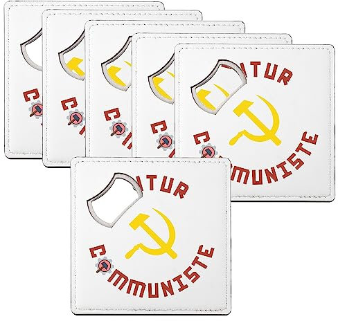 sous Verre Décapsuleur - Futur Communiste Politique Humour - Lot de 6 (92 x 92 mm)