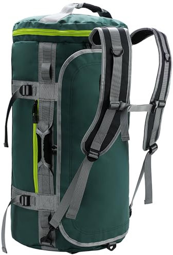 MIER Reisetasche große Sporttasche wasserdicht Sportrucksack mit Schuhfach umwandelbar in Rucksack, Grün, 90L