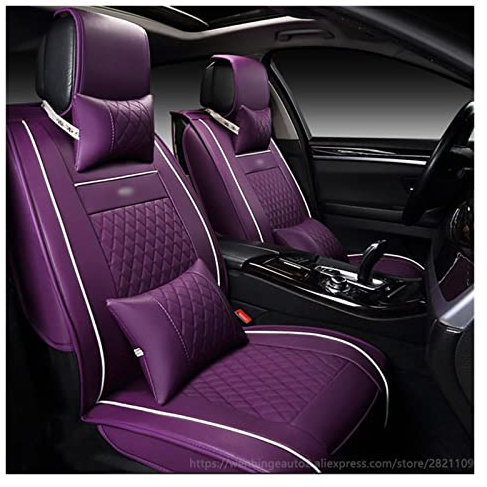 IMLAM Autositzbezüge Aus PU-Leder Für Hyundai Für Solaris Ix35 I30 Ix25 Für Elantra Für Akzent Für Tucson Für Sonata Auto Sitzbezüge (Farbe : Lila, Größe : Have Pillow)