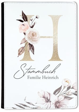 CreaDesign, Stammbuch Hochzeit personalisiert, Familienstammbuch A5 aus Leder mit Klemmschiene, 15 x 22 cm