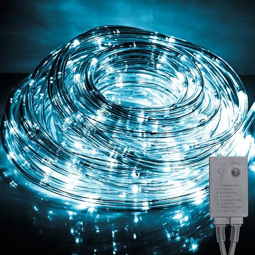 OXYN Striscia Tubo LED Natale Alimentazione 230V Colore Lampada Casa Albero Decorazioni Natalizie Stringa Ghirlanda Catena Giochi di Luce per Esterni Interni Flessibile (468 Led 26m Bianco Freddo)