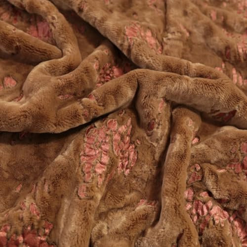 TOLKO 50cm Kunstfell | weicher Baumwollstoff mit 4mm Florhöhe | Kurzhaar Webpelz zum Nähen Dekorieren Basteln | 140cm breit Teddy Plüschstoff Pelzimitat Kunstfellstoff Meterware (Toffee)