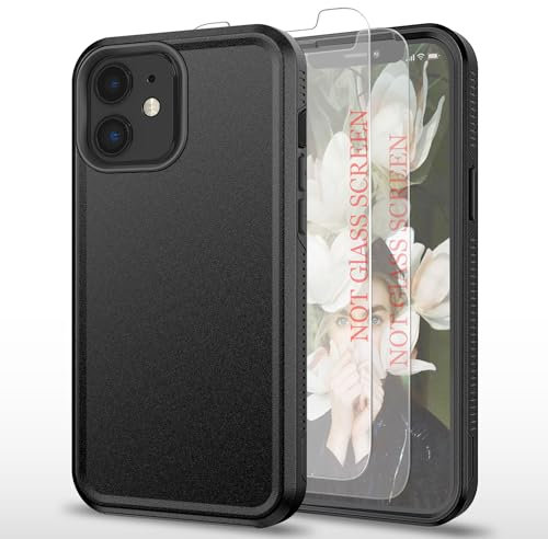 AYMECL for iPhone 11 Case, [15 FT Military Grade Drop Protection] 2 Pack [Self-Healing Screen Protectors] Heavy Duty Shockproof Case,Black