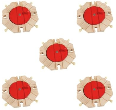 5 set Wooden Trains Railway Set Compatible Accessories Turntable