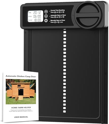 INNOLAND Automatische Hühnerklappe mit Zeit/Handmodus Anti-Klemm, elektrische Hühnerklappe automatisch, Aluminiumlegierung Hühnertür | programmierbarem LCD-Bildschirm | Niedriger Batteriestand Hinweis
