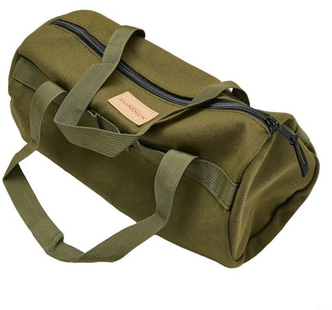 DAZZLEEX Tent Peg Storage Bag, Double Layer Thickened Soft Canvas Breathable Large Capacity For Camping Tool Tent Pegs(Army Green)