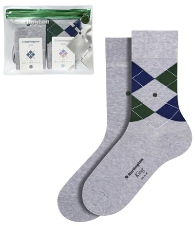 Burlington Herren Socken Travel Pouch Multipack M So Baumwolle gemustert 2 Paar, Grau Light Grey Mix 0010, 40-46