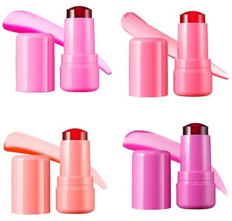 4 Milk Jelly Blush | 0,18 Unzen Milk Blush | Langanhaltende Lippen und Wangentönung | Jelly Blush Stick für Alle Hauttöne, Aufbaubares Aquarell Finish, Schnell Trocknend