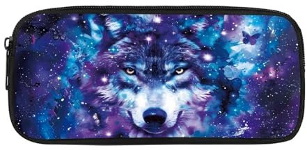 Belidome Galaxy Wolf Federmäppchen für Mädchen und Jungen, Stifteetui, leicht, tragbar