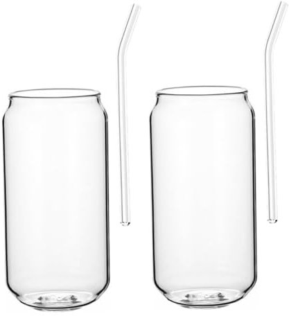 Garneck Hitzeresistentes Trinkglas Aus Hochwertigem Glas Mit Strohhalmen Vielseitig Verwendbar Für Kaffee Cocktails Tee Und Kalte Getränke Spülmaschinengeeignet Und Leicht Zu Reinigen