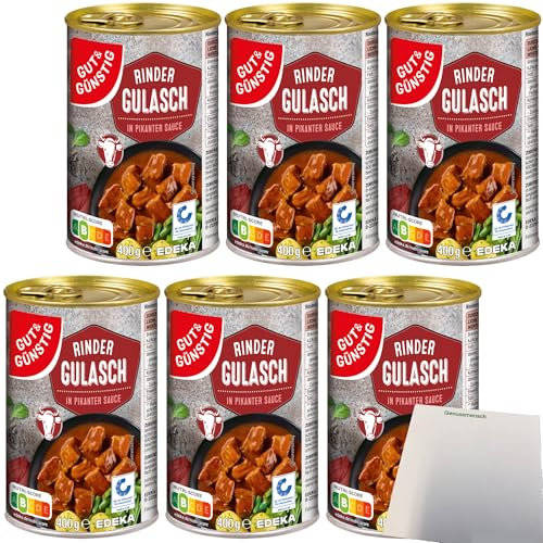 usy Bundle für Gut&Günstig Rinder Gulasch in pikanter Sauce 6er Pack (6x400g Dose) + usy Block