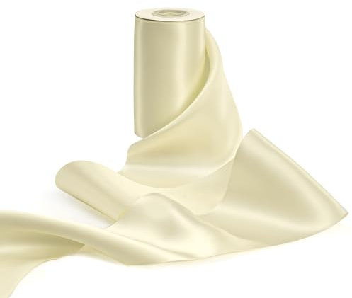 FAKILO Geschenkband 10 cm Breites Satinband Band Große Schleifenband für Hochzeit, Geschenkverpackung, Weihnachten, Stuhl-Schärpen, Scherpe, Grand Öffnung (Elfenbeinweiß, 10 cm x 9,1 m)