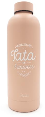 Manahia Bouteille Isotherme Cadeau Tata - Meilleure tata de l'univers - 500ml - Gourde Isotherme en Acier Inoxydable - tante - anniversaire tata - Gourde femme sport - Cadeau sœur