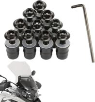 10 Stück M5 x 16mm Motorrad Windschild Befestigung Schrauben, Verkleidungsschrauben Motorrad, Motorrad Windschutzscheiben Bolzen Schwarze Schrauben für Windschutzscheibe,mit Schraubenschlüssel