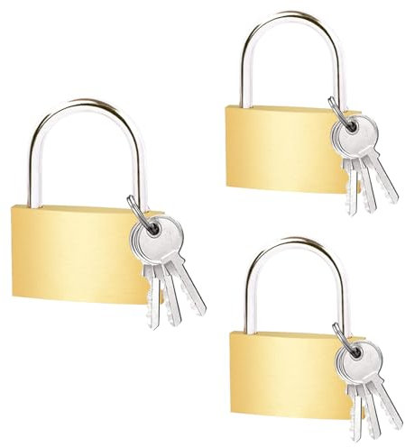 KEYRI 3 Pezzi Lucchetto Armadietto con Chiave, Lucchetto per Valigia Lucchetti Valigie Portatile Lucchetti Armadietto Lucchetto Piccolo per Armadietti Cassetti Universitari Palestra Giardini
