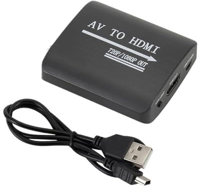 Adaptador HD 1080P AV a HDMI, convertidor compuesto compatible con RCA a HDMI, adaptador HDMI a AV RCA for N64 Wii PS1/2/3 Xbox One SNES(A Style AV TO HDMI)