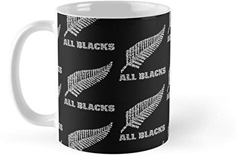 Dxcvbrds All Black Feather New Zealand Coffee Mug - 11oz, Gift for Rugby Fans, Mothers' Day, Fathers' Day, Anniversaries, Birthdays