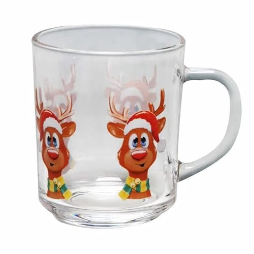 24x Weihnachts Glastasse Glühwein Punsch Eddy Rentier 200ml Mikrowellengeeignet