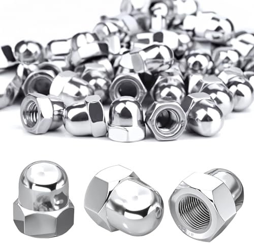 Xkzhrr M8 Dado Cieco a Calotta in Acciaio Inox 50 pezzi Dado,Coprente Forma Alta Dadi Coprenti A2 V2A Dadi Coprenti Esagonali per Bulloni Barra Filettat conforme alla norma DIN 1587
